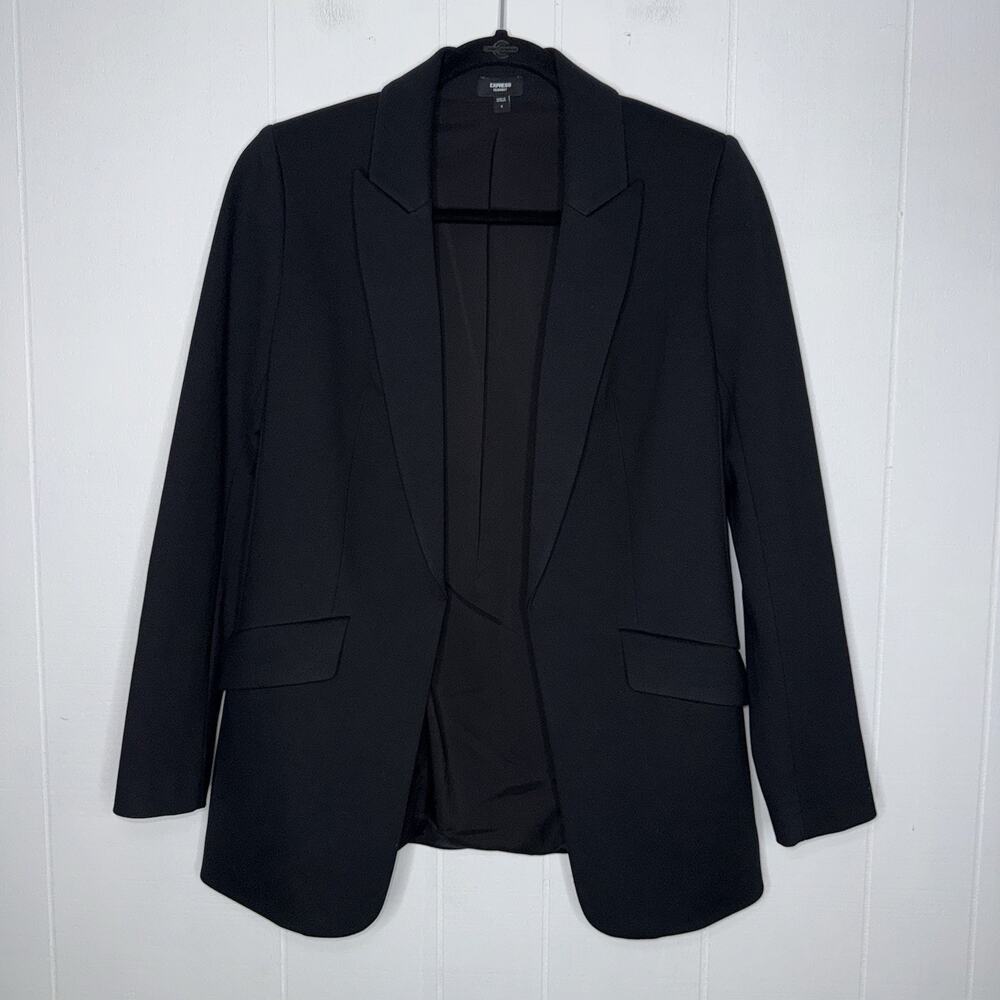 Express Women’s Columnist Open Front Boyfriend Blazer Black Size Small